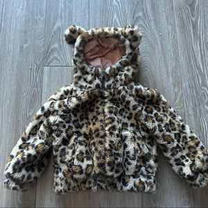 Cheetah print fur jacket (2T)